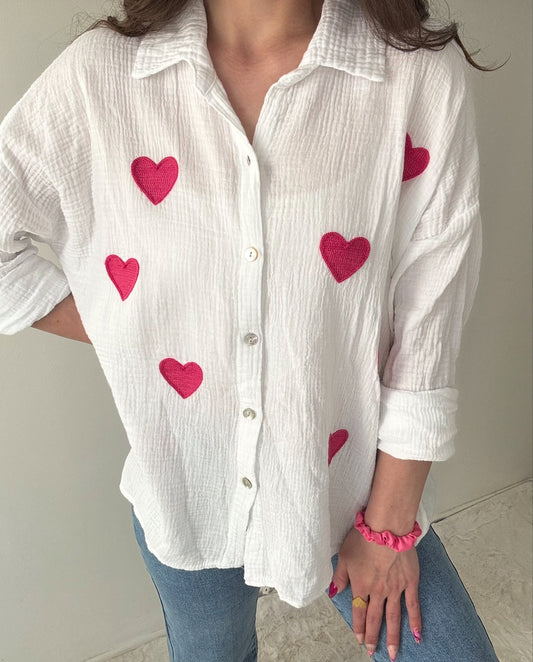 Chemise gaze de coton brodée